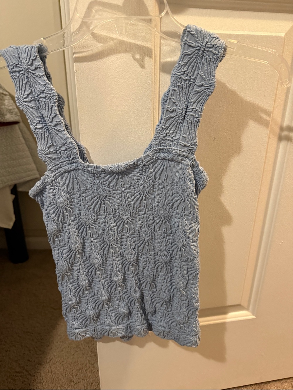 Altar'd State Light Blue Smocked Square-Neck Tank